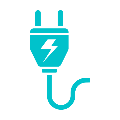 Graphic of power cord representing electrical services.