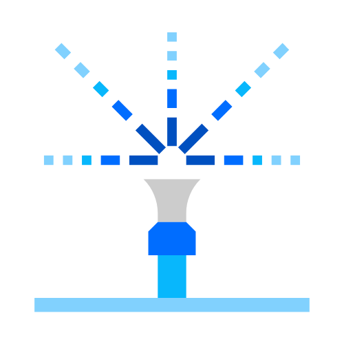Graphic of a sprinkler to represent irrigation services.